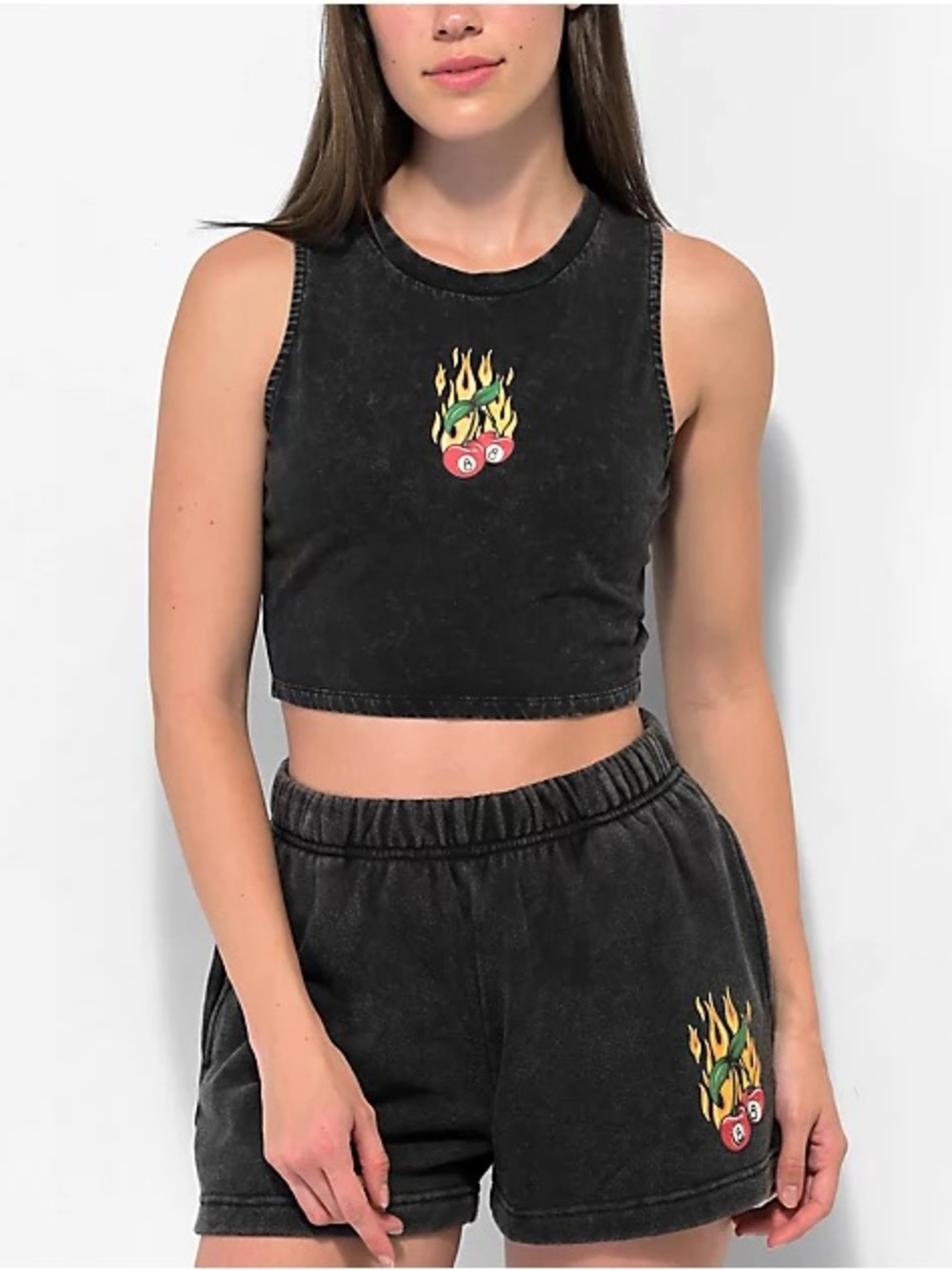 A.LAB Sullivan Flaming Cherry Black Wash Crop Tank Top